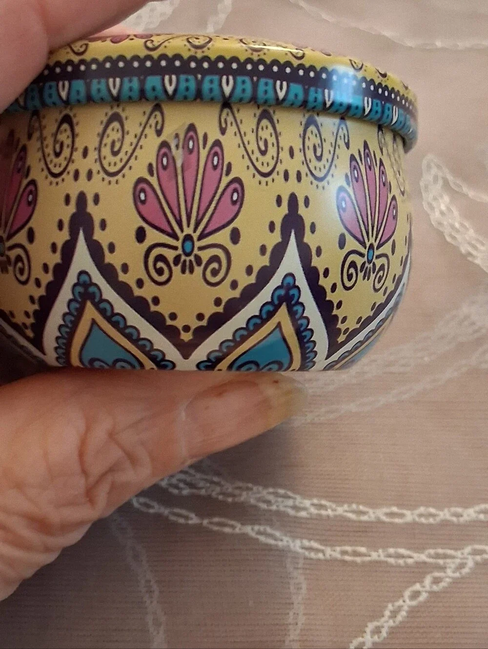 Yellow Boho-Style Metal Tin Candle